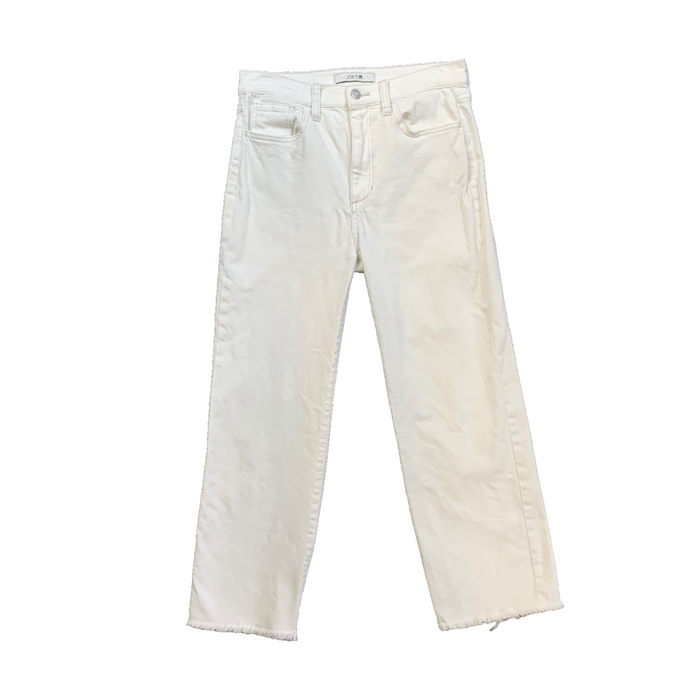 Joes Jeans Womens 28 White High Rise Straight Cropped Raw Hem Denim Stretch